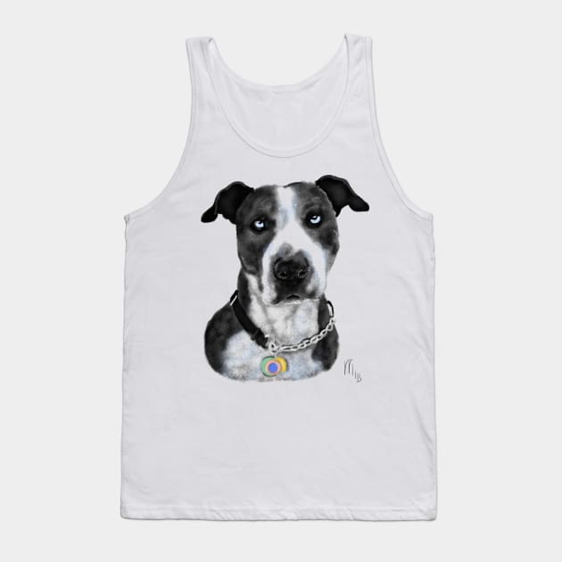 Black and White Pit Bull With Blue Eyes Tank Top by LITDigitalArt